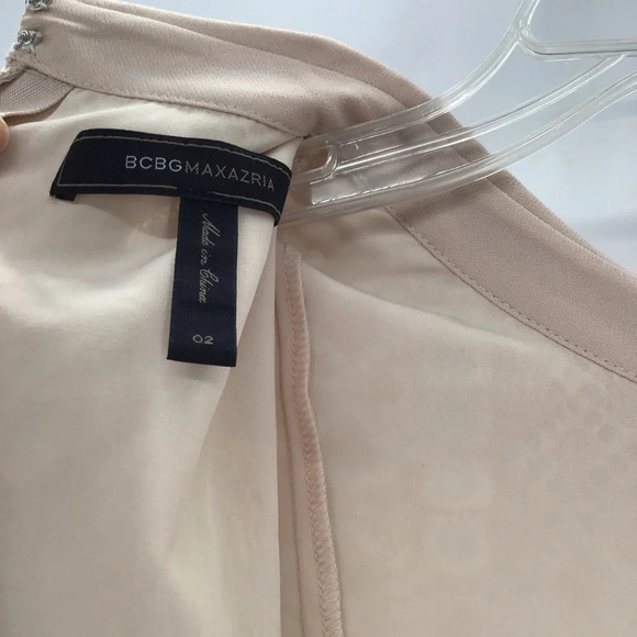 BCBGMAXAZARIA Marsha Delicate Lace Drop Waist Pan Collar Champagne Size 2 - Picture 5 of 9